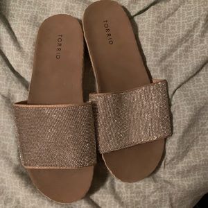Slip on Sandals with Silver Rhinestones